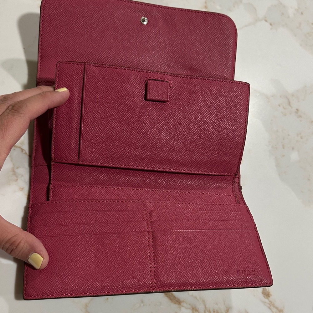 Coach Brown Signature Pattern Continental Wallet - Picture 5 of 11